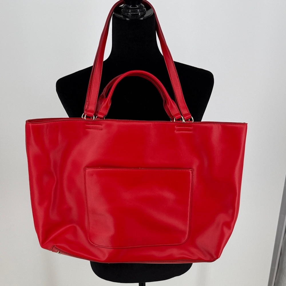 Macys ON 34th Red Tote Bag with polka dot inner lining - Picture 4 of 12